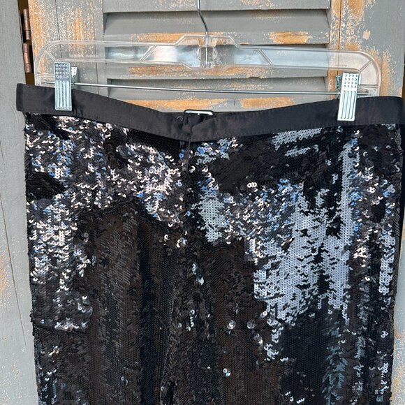 Proenza Schouler Sequin Wide Leg Karate Pants Black Sz S - Picture 8 of 15